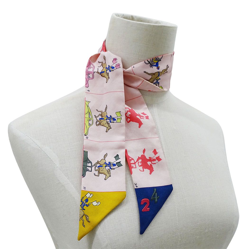 Hermes Scarf Parade Silk Pink Twilly — view 4