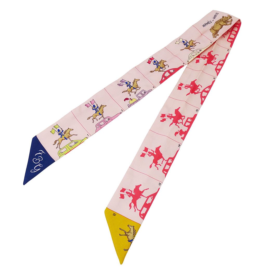 Hermes Scarf Parade Silk Pink Twilly — view 2