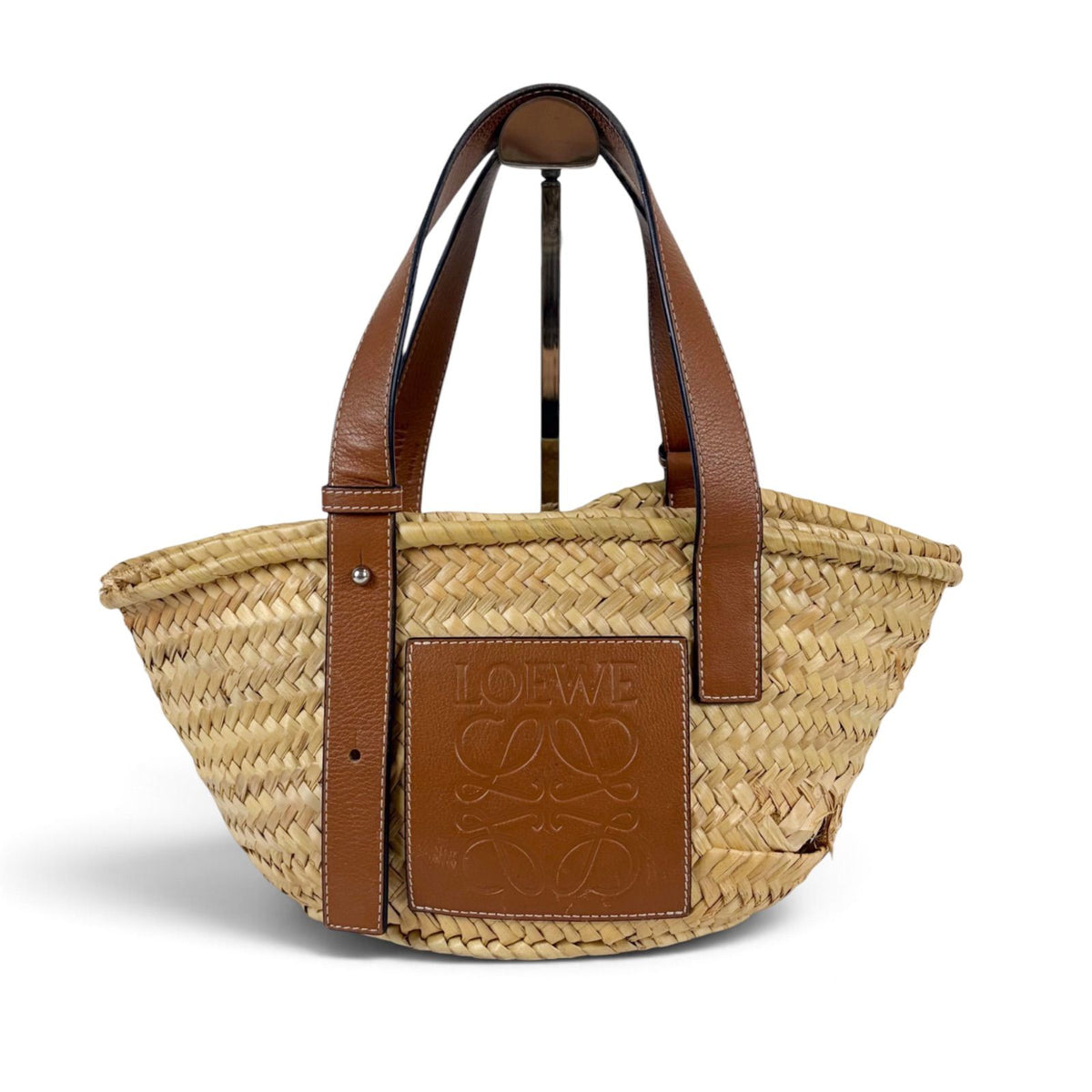 Loewe Ruffia Basket Bag Raffia Anagram Logo Brown — view 3
