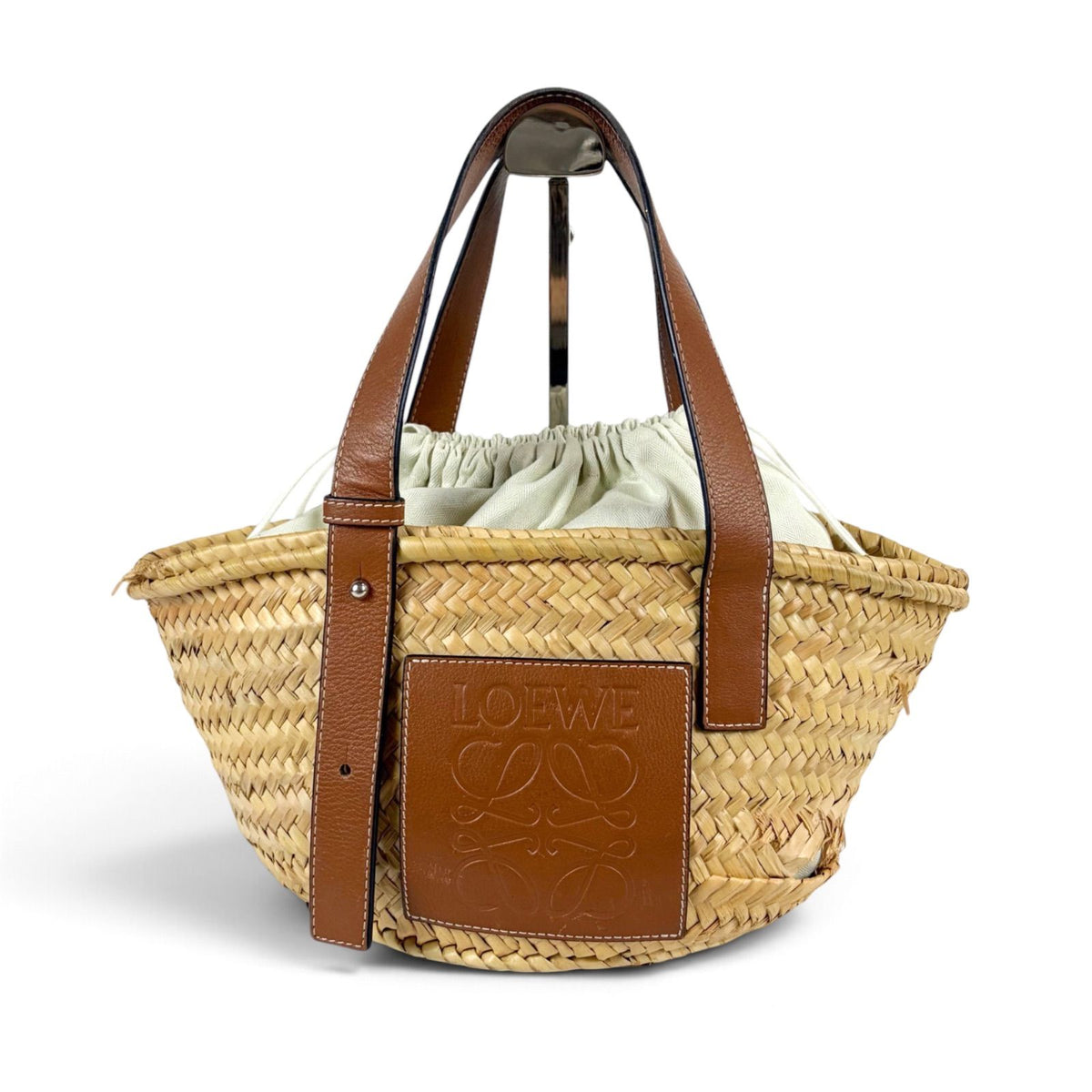 Loewe Ruffia Basket Bag Raffia Anagram Logo Brown