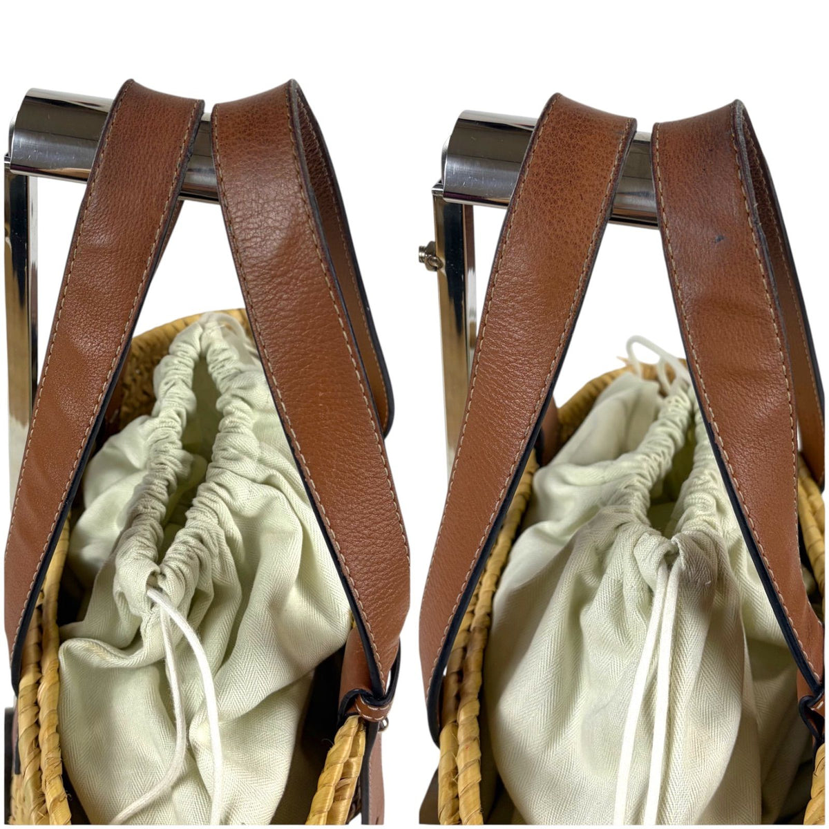 Loewe Ruffia Basket Bag Raffia Anagram Logo Brown — view 8