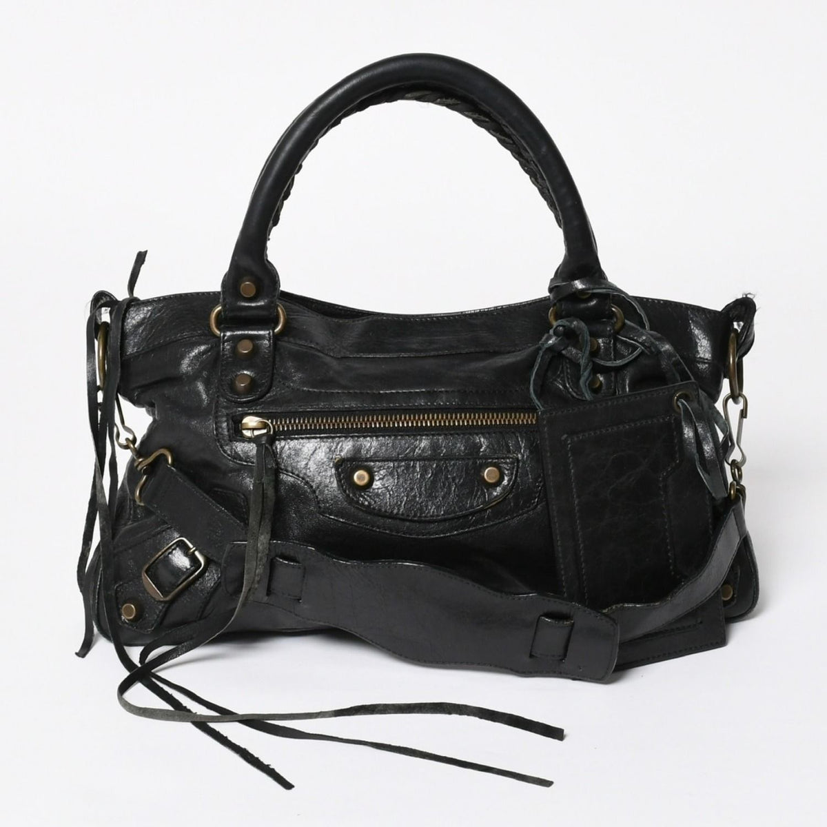 Balenciaga the First 2-Way Shoulder Bag Black Blanc