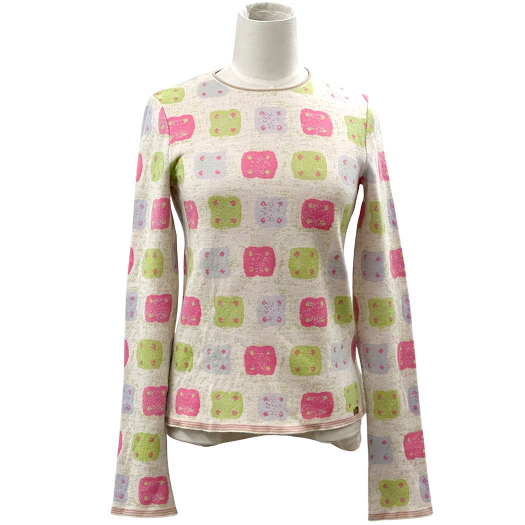 Chanel Knit Sweater Cashmere Wool Pink Green Neon 38 — view 3