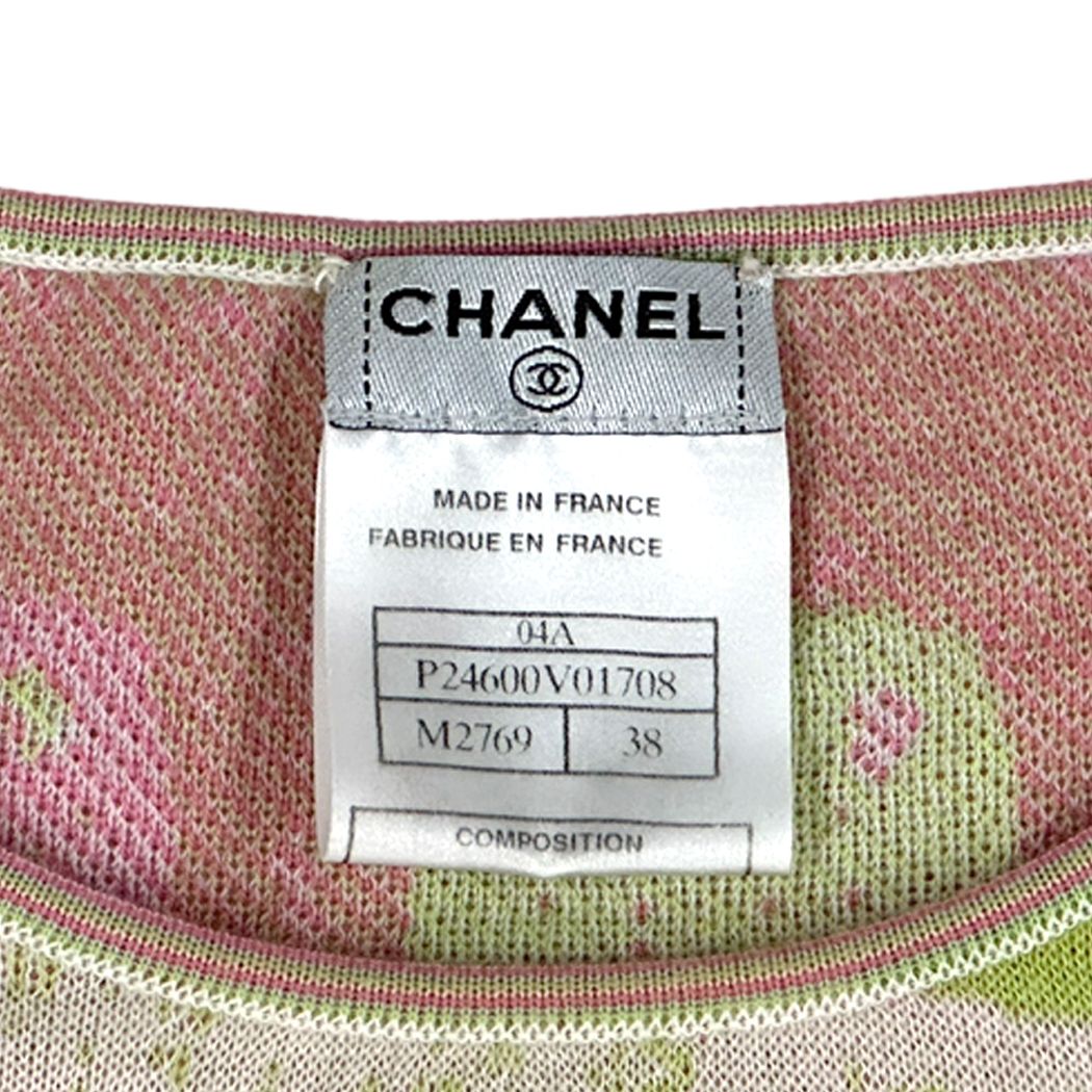 Chanel Knit Sweater Cashmere Wool Pink Green Neon 38 — view 7