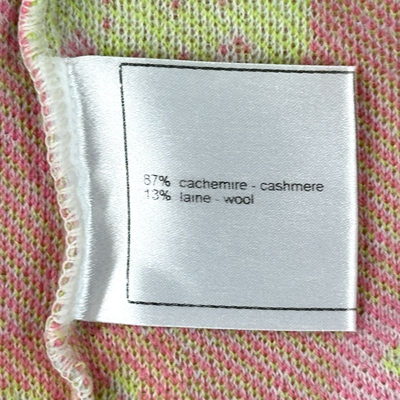 Chanel Knit Sweater Cashmere Wool Pink Green Neon 38 — view 8