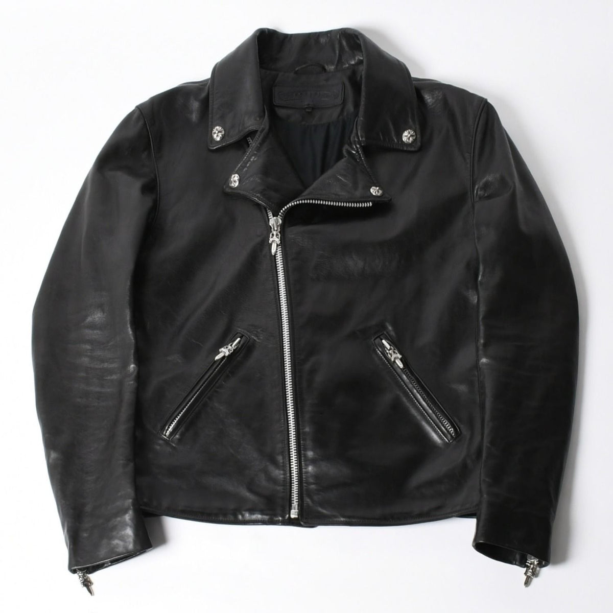 Chrome Hearts Dsmg Limited Jacket Leather Basic Moto Black Hose Silver