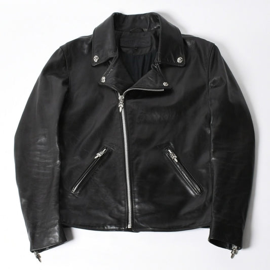 Chrome Hearts Dsmg Limited Jacket Leather Basic Moto Black Hose Silver