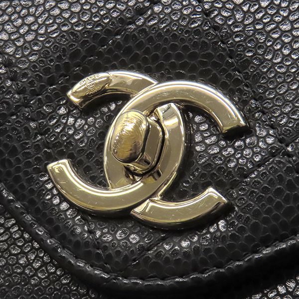 Chanel Clutch Quilted Chain Leather Black Gold CC Logo — view 5