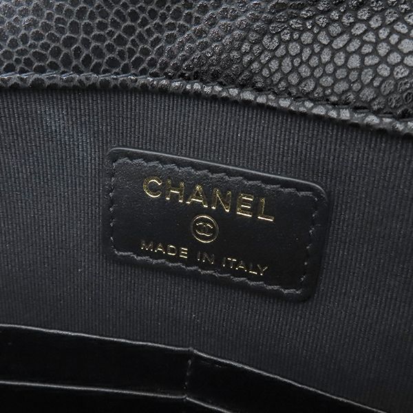 Chanel Clutch Quilted Chain Leather Black Gold CC Logo — view 7