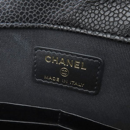 Chanel Clutch Quilted Chain Leather Black Gold CC Logo — view 7