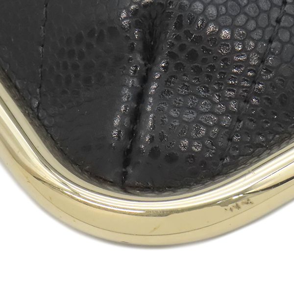 Chanel Clutch Quilted Chain Leather Black Gold CC Logo — view 4