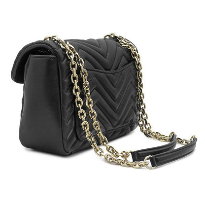 Gucci Shoulder Bag GG Marmont Medium Lambskin Black Champagne Gold Double — view 2
