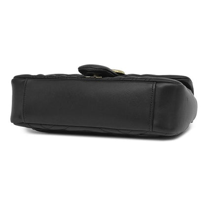 Gucci Shoulder Bag GG Marmont Medium Lambskin Black Champagne Gold Double — view 3
