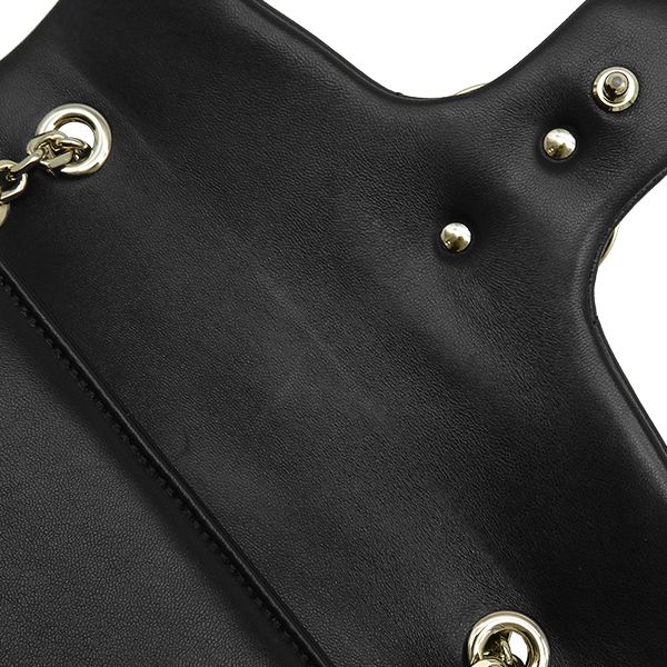 Gucci Shoulder Bag GG Marmont Medium Lambskin Black Champagne Gold Double — view 7
