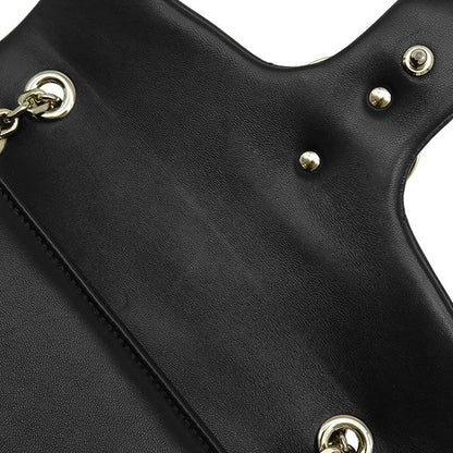 Gucci Shoulder Bag GG Marmont Medium Lambskin Black Champagne Gold Double — view 7