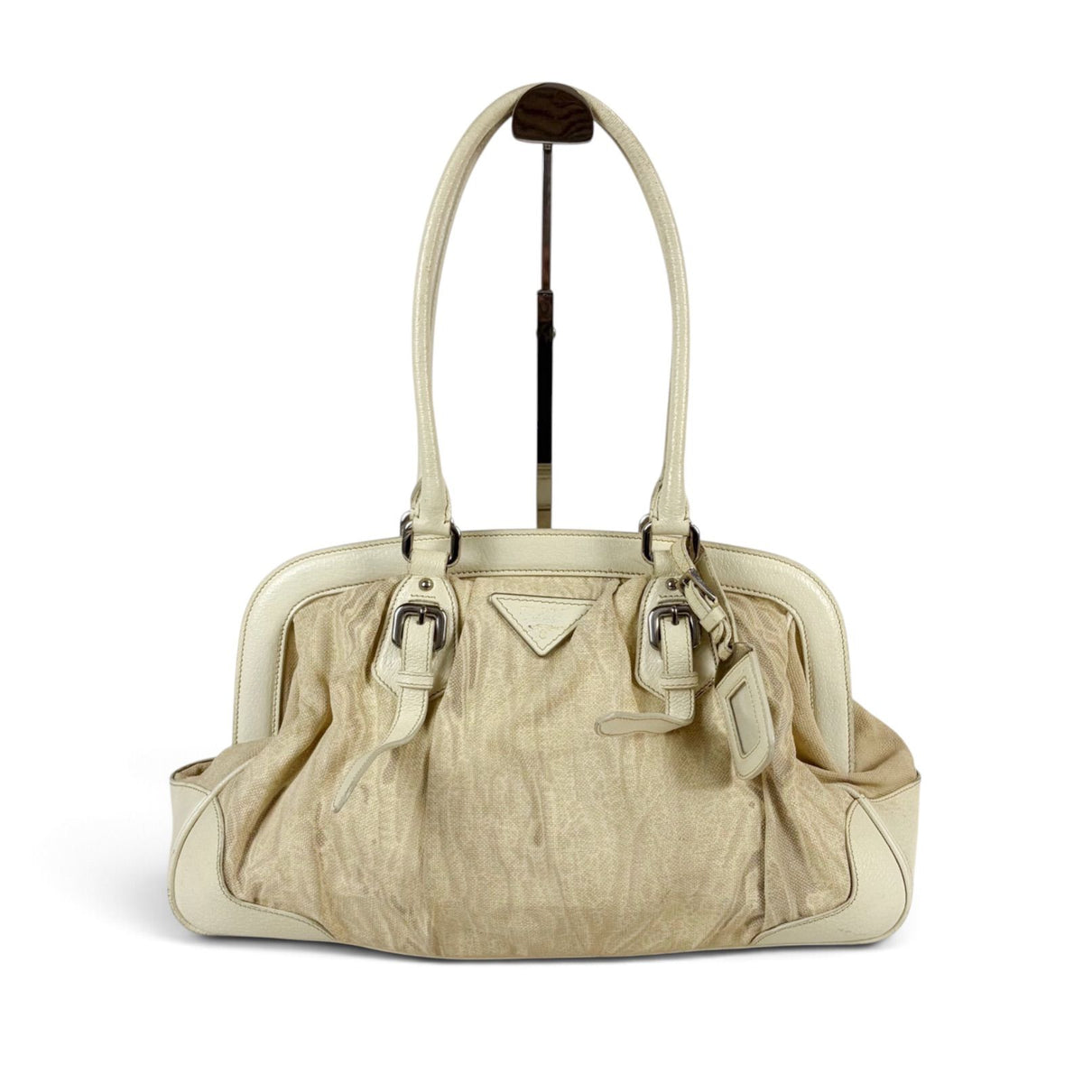 Prada Triangle Bowling Bag Logo White — view 2