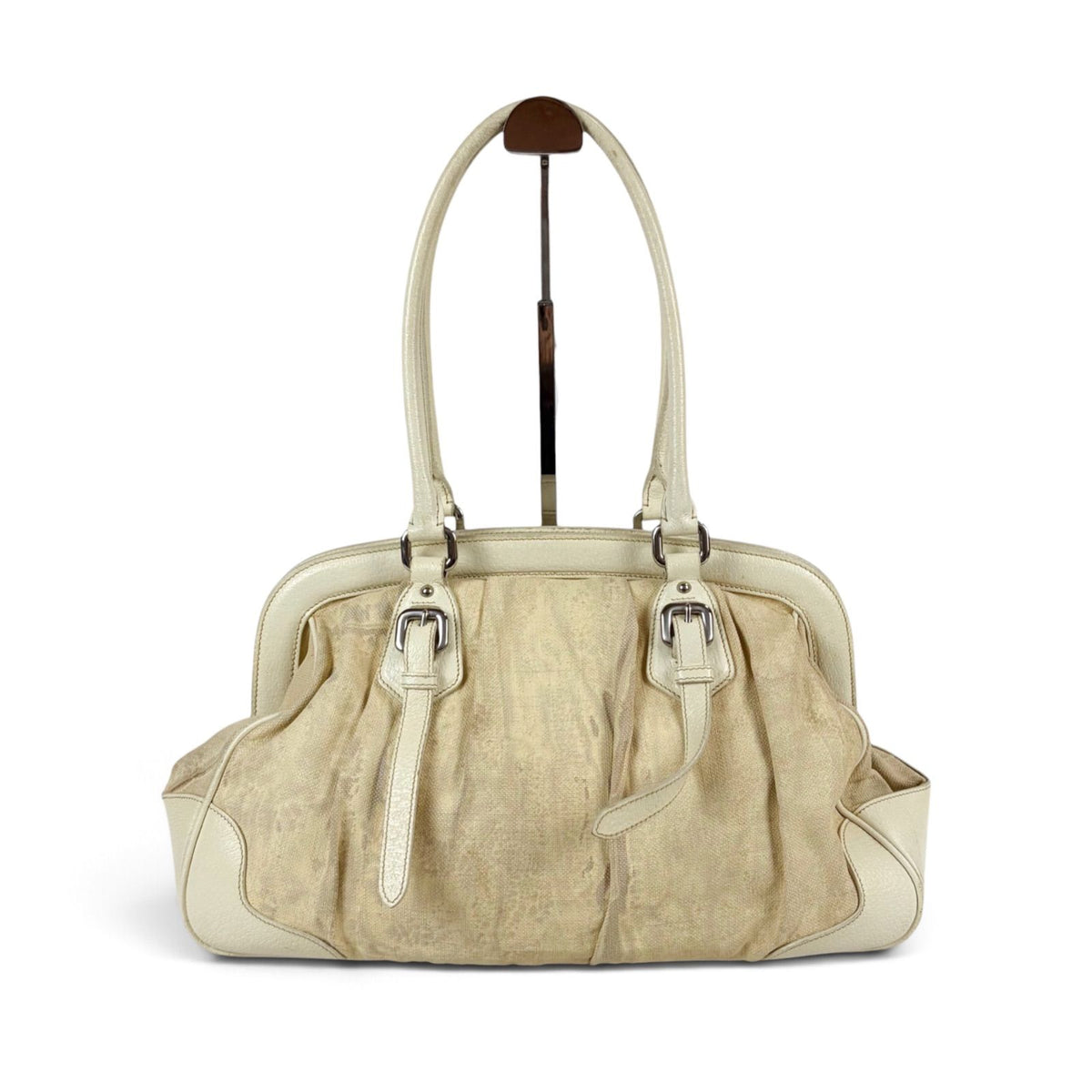 Prada Triangle Bowling Bag Logo White — view 3
