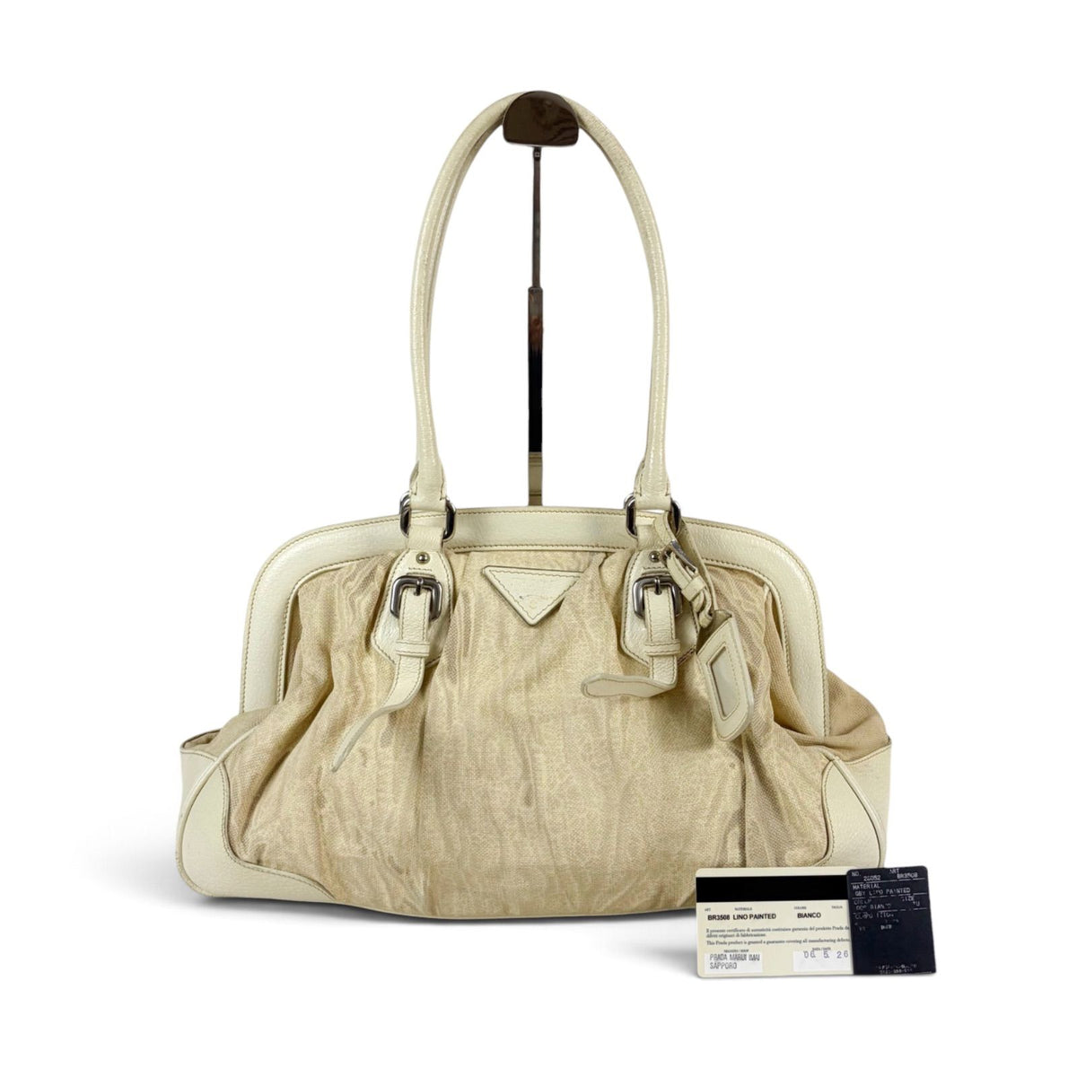 Prada Triangle Bowling Bag Logo White