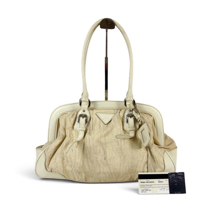 Prada Triangle Bowling Bag Logo White