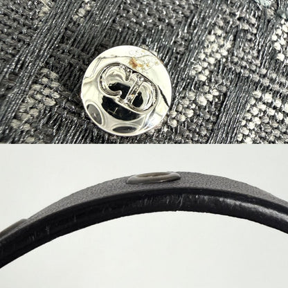 Dior Handbag Street Chic Trotter Vanity Pouch Canvas Leather Black Silver — view 7