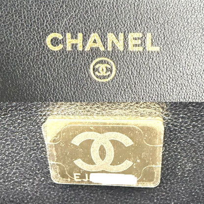 Chanel Chain Wallet Quilted CC Logo Shoulder Bag Crossbody Lambskin Black Rose — view 5