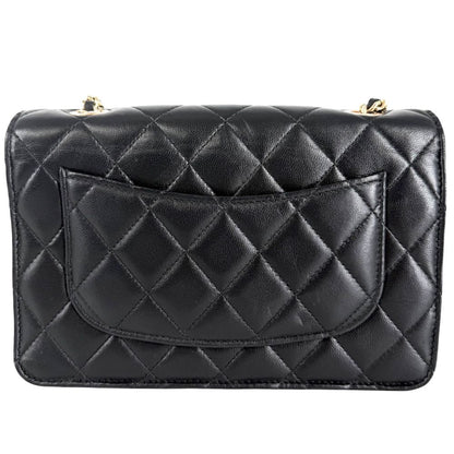Chanel Chain Wallet Quilted CC Logo Shoulder Bag Crossbody Lambskin Black Rose — view 2