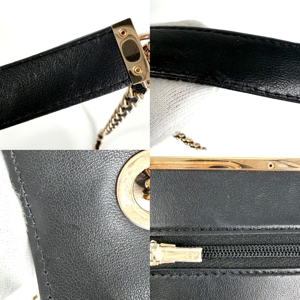 Chanel Chain Wallet Quilted CC Logo Shoulder Bag Crossbody Lambskin Black Rose — view 8