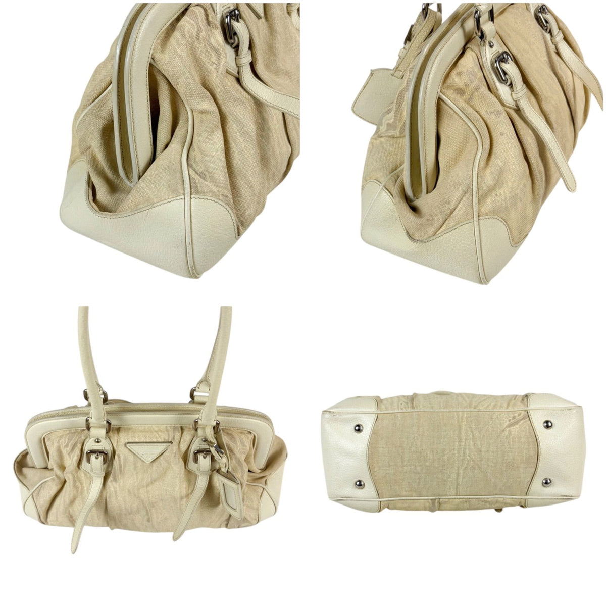 Prada Triangle Bowling Bag Logo White — view 4