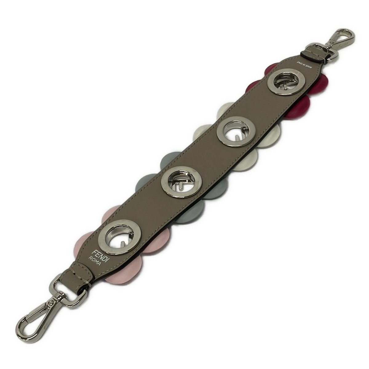 Fendi Strap Gray Ivory Multi Hand Flower Leather — view 2