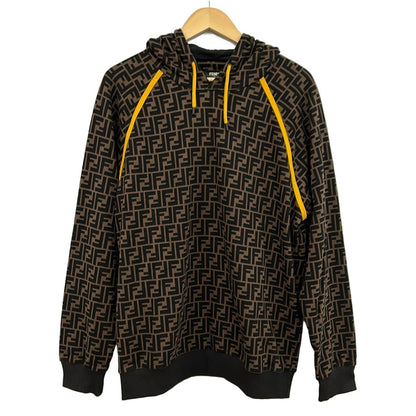 Fendi Hoodie Brown Black Yellow Zucca Pattern XL