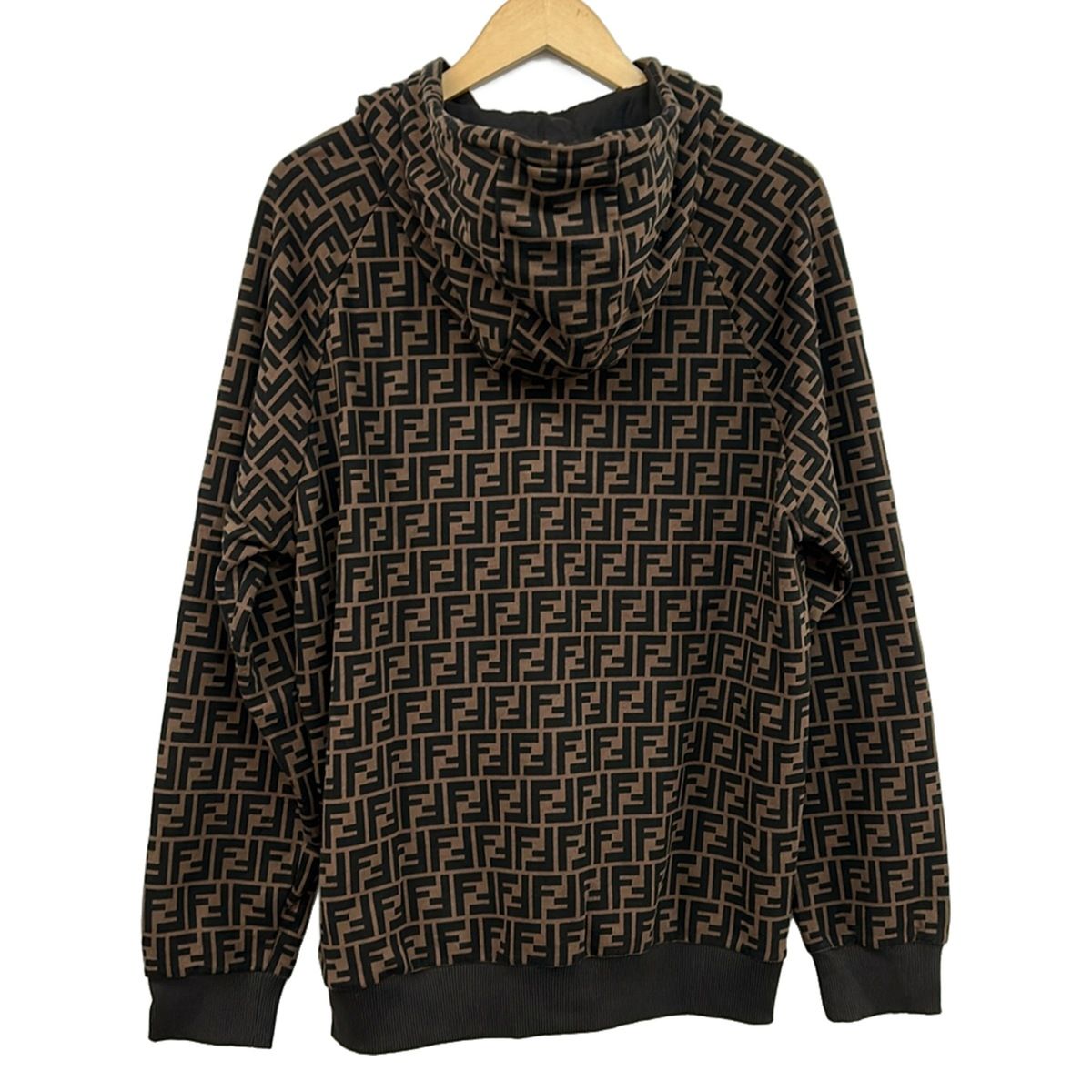 Fendi Hoodie Brown Black Yellow Zucca Pattern XL — view 2