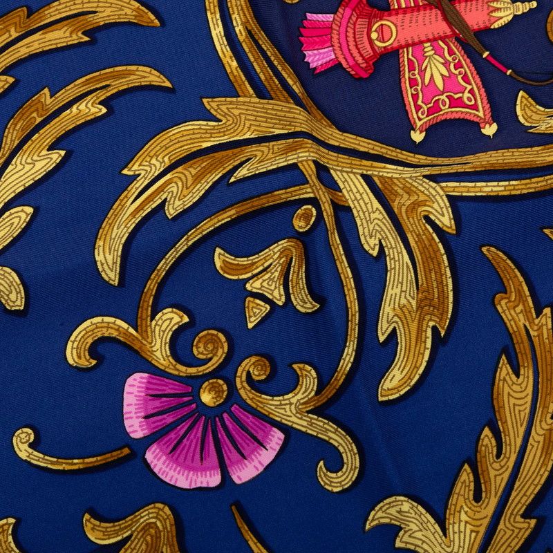 Hermes Carre 90 Luco's Horse Cheval Turc Scarf Navy Multicolor Silk — view 3