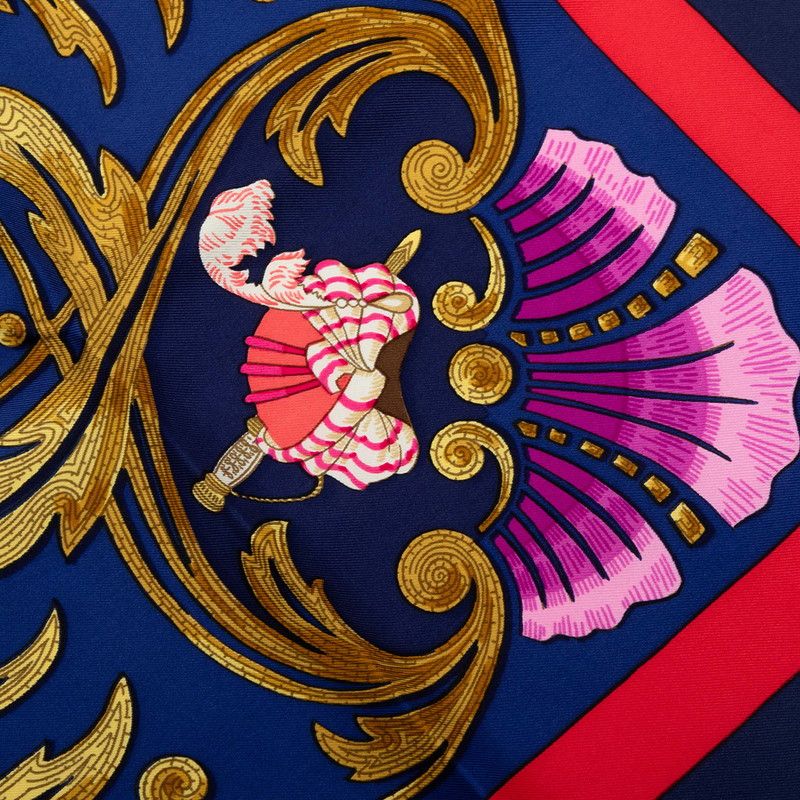Hermes Carre 90 Luco's Horse Cheval Turc Scarf Navy Multicolor Silk — view 4