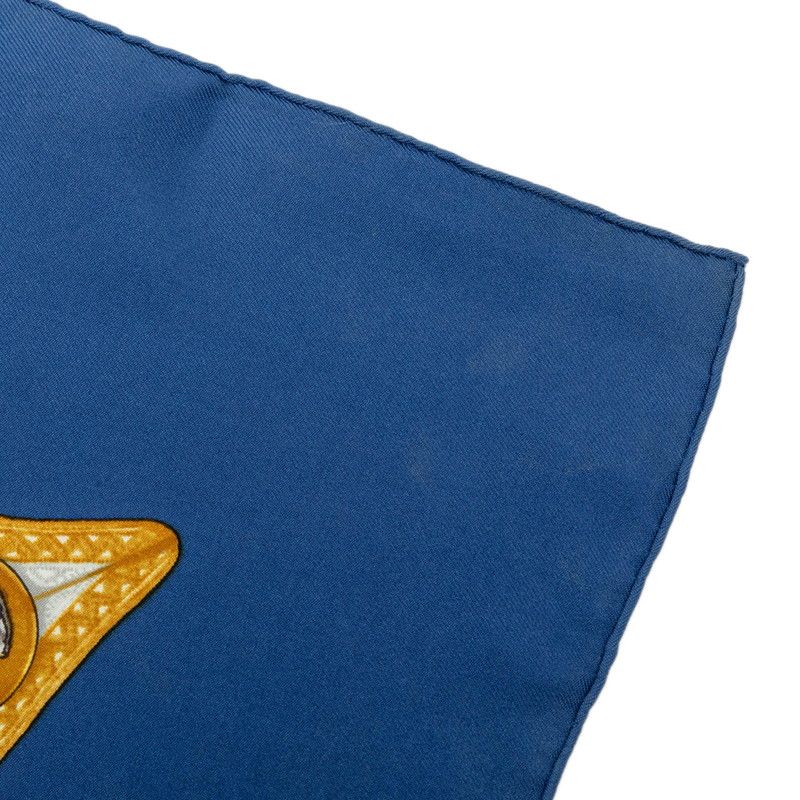 Hermes Carre 90 le Laisser Courre Hound Scarf Blue Silk — view 5
