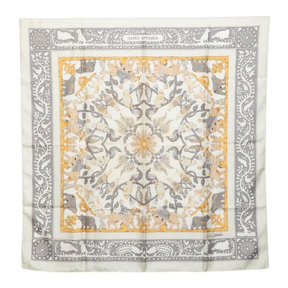 Hermes Carre 90 Early America Scarf Gray Multicolor Silk
