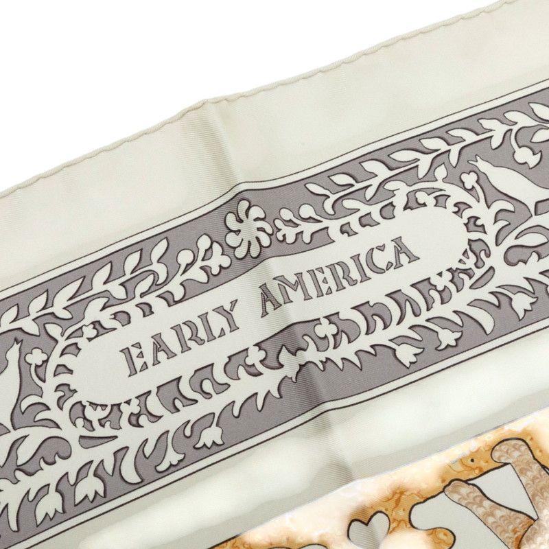 Hermes Carre 90 Early America Scarf Gray Multicolor Silk — view 4