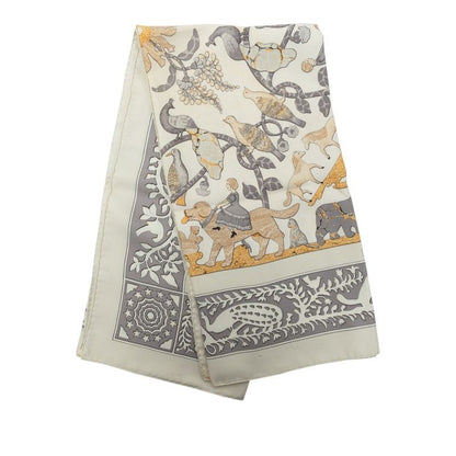 Hermes Carre 90 Early America Scarf Gray Multicolor Silk — view 8