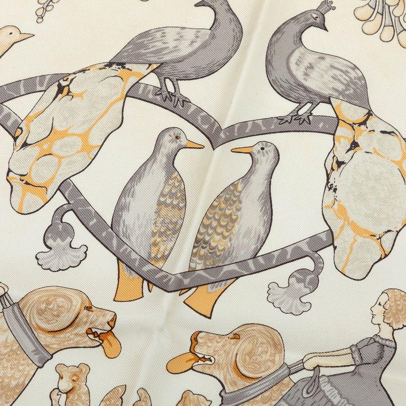 Hermes Carre 90 Early America Scarf Gray Multicolor Silk — view 3
