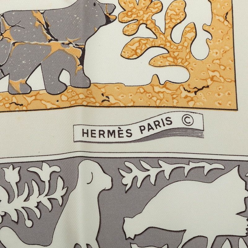 Hermes Carre 90 Early America Scarf Gray Multicolor Silk — view 5