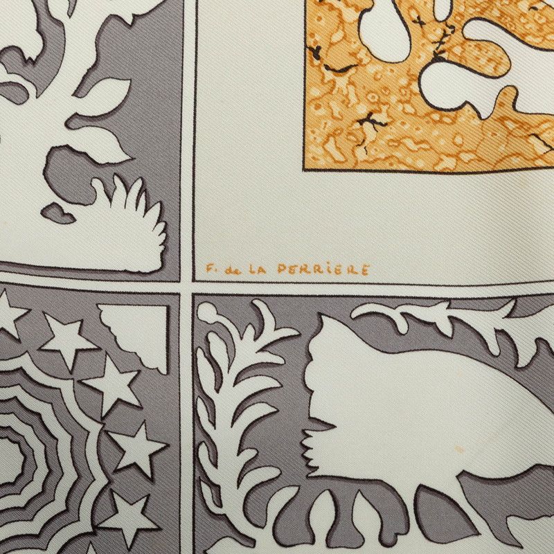 Hermes Carre 90 Early America Scarf Gray Multicolor Silk — view 6
