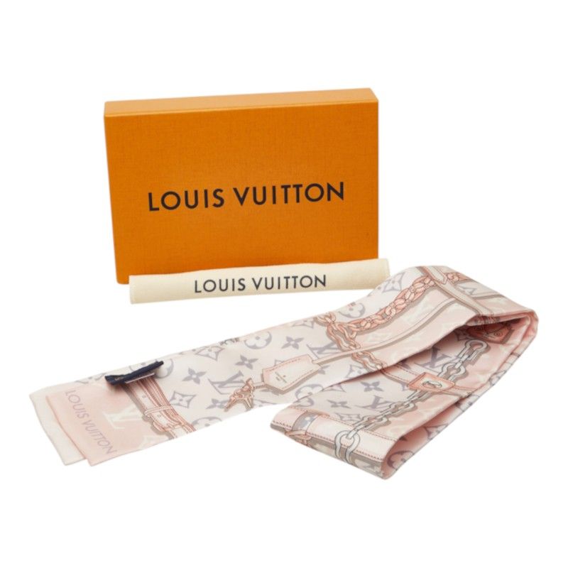 Louis Vuitton Bandeau Monogram Confidential Scarf Pink Multicolor Silk — view 6