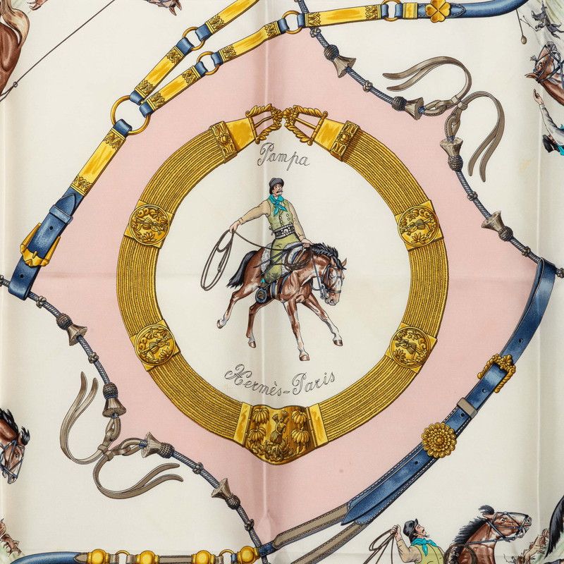 Hermes Carre 90 Pampa Scarf Light Pink Multicolor Silk — view 2