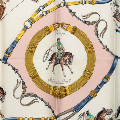 Hermes Carre 90 Pampa Scarf Light Pink Multicolor Silk — view 2