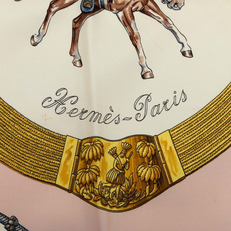 Hermes Carre 90 Pampa Scarf Light Pink Multicolor Silk — view 4