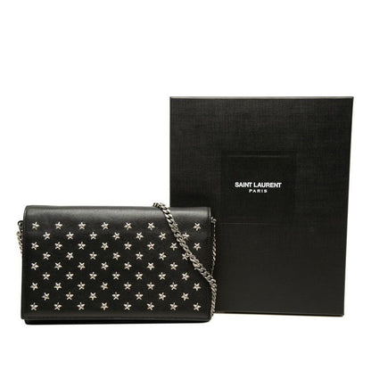 Saint Laurent Star Studs Crossbody Chain Wallet Shoulder Bag Black Leather — view 7