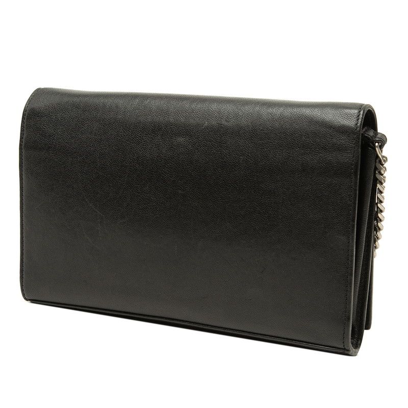 Saint Laurent Star Studs Crossbody Chain Wallet Shoulder Bag Black Leather — view 2