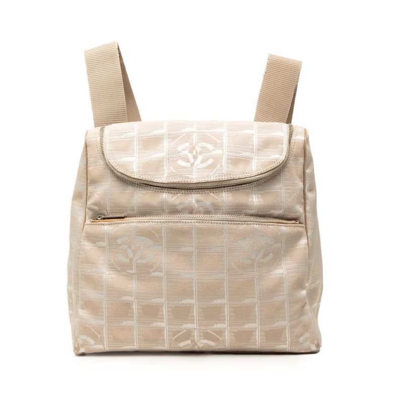 Chanel New Travel Line Backpack Beige Nylon Jacquard