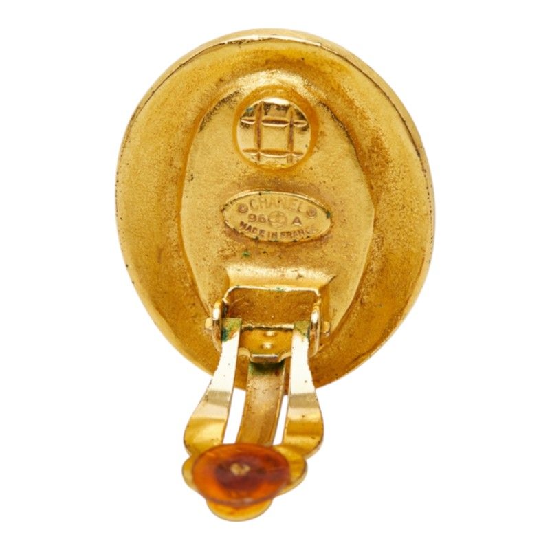 Chanel CC Logo Vintage Earrings 95A One Side Only Gold Black Plated — view 3