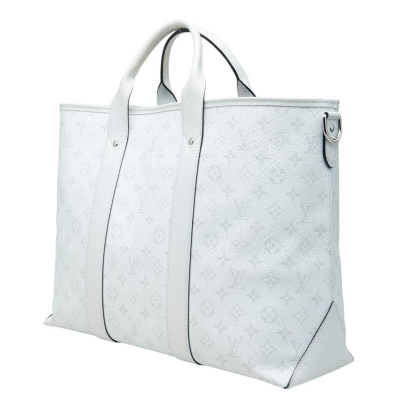 Louis Vuitton Taigarama Weekend Tote NM Shoulder Bag 2-Way Blanc White Leather — view 2