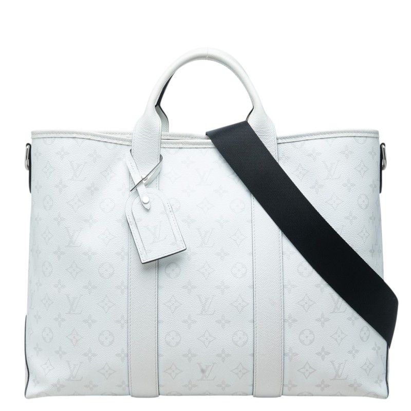 Louis Vuitton Taigarama Weekend Tote NM Shoulder Bag 2-Way Blanc White Leather